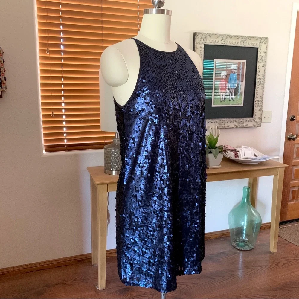 Flirty midnight blue matte sequin Forever 21 (?) mini dress - Picture 8 of 11